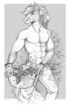  2019 5_fingers abs anthro clothed clothing equid equine fingers hair horse male mammal muscular muscular_male solo tanutanuki topless traditional_media_(artwork) 