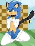  balls bell blush cat_ears_(disambiguation) clothed clothing collar crossdressing gloves handwear hi_res legwear male penis sketchy_yvun sketchyyvun sonic_(series) sonic_the_hedgehog stockings uncut 