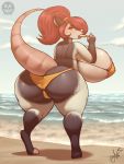  2018 absurd_res beach bikini breasts butt clothed clothing cloud didelphid female hi_res mammal marsupial seaside sky solo standing swimwear tania_(stunnerpone) zoidberg656art 