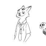  1:1 anthro canid canine clothed clothing dipstick_ears disney duo female fox jewelry judy_hopps lagomorph leporid male mammal multicolored_ears necklace necktie nick_wilde numbro rabbit shirt simple_background topwear white_background zootopia 
