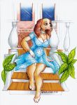  amber_wind anthro bird_dog breasts canid canine canis clothing cocker_spaniel collar disney domestic_dog dress female hi_res hunting_dog lady_and_the_tramp mammal solo spaniel traditional_media_(artwork) 