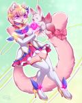  2019 ahri_(lol) anthro clothed clothing digital_media_(artwork) domestic_cat duo eyebrows eyelashes felid feline felis female feral fur hi_res lagomorph league_of_legends leporid mammal pink_body pink_fur purple_eyes rabbit riot_games sailor_moon_(series) sheldondober smile star_guardian video_games 