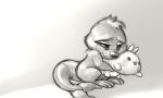  2018 3_toes absurd_res ambiguous_gender biped bodily_fluids carrot_(artist) crying digital_drawing_(artwork) digital_media_(artwork) fin fur grey_background greyscale hi_res holding_object looking_down lutrine mammal monochrome mustelid paws plushie sad semi-anthro simple_background sitting solo tail_fin tears three-quarter_view toes whiskers 