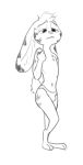  anthro big_ears bulge clothed clothing disney ears_down facial_markings head_markings head_tuft jack_savage lagomorph leporid male mammal markings numbro pivoted_ears rabbit scut_tail simple_background sketch solo standing topless underwear white_background zootopia 