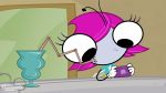  16:9 arthropod black_eyes blargsnarf cellphone cup disney_channel drinking female fly hair hi_res insect maggie_pesky phone purple_hair smartphone solo straw the_buzz_on_maggie 