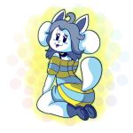  1:1 anthro beady_eyes black_nose bottomless canid canine canis clothed clothing domestic_cat domestic_dog felid feline felis female fur grey_hair hair heartearth mammal temmie_(undertale) undertale video_games 