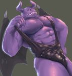  2019 5_fingers abs anthro biped clothed clothing dragaux dragon fingers m7 male membrane_(anatomy) membranous_wings muscular muscular_male nintendo pecs penis purple_body purple_scales ring_fit_adventure scales scalie signature solo video_games wings wrestling_singlet 
