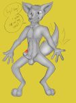  absurd_res anthro balls barefoot canid canine canis digital_media_(artwork) erection fur gregg_lee hi_res humanoid_penis male mammal night_in_the_woods nude open_mouth penile penis ruetteroulette simple_background smile solo teeth video_games 