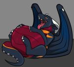  akudrache belly bunsen dragon feral open_mouth overweight paws scalie vore western_dragon 