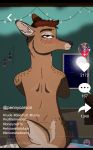  absurd_res bedroom blush bojack_horseman brown_body brown_fur brown_hair butt cervid cervine female firetails freckles fur green_eyes hair hi_res light livestream mammal moon moonlight motion_lines netflix nude penny_carson phone_view seductive seductive_smile social_media spots string_lights tailwag 