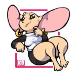  1:1 2019 4_fingers 4_toes anthro barefoot big_ears biped bottomwear clothed clothing digital_media_(artwork) digitigrade ear_piercing female fingers fully_clothed fur largerest mammal mouse murid murine piercing pink_inner_ear rodent shirt shorts signature simple_background solo tan_body tan_fur thick_thighs toes topwear vixen_horkin white_background yellow_eyes 