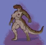  allosaurid allosaurus anthro big_breasts breasts ceratosaurid ceratosaurus digitigrade dinosaur female greasymojo hi_res horn long_tail muscular muscular_female muscular_thighs nipples non-mammal_breasts nude pose pussy reptile scalie sharp_teeth smile solo standing teeth theropod thick_tail thick_thighs 
