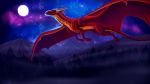  16:9 2019 claws detailed_background digital_media_(artwork) dragon feral horn membrane_(anatomy) membranous_wings moon night noxeorn outside red_body red_scales scales scalie sky spines star starry_sky western_dragon wings 