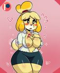  &lt;3 animal_crossing anthro areola big_breasts blush blush_stickers bottomwear breasts canid canine canis chest_tuft clothed clothing curvy_figure darkprincess04 domestic_dog exposed_breasts female fur hair hi_res isabelle_(animal_crossing) mammal nintendo nipple_outline nipples open_mouth patreon shih_tzu shirt skirt solo thick_thighs tight_clothing topwear toy_dog tuft video_games voluptuous wide_hips yellow_body yellow_fur 