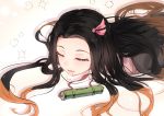  5555_96 black_hair fang gradient japanese_clothes kamado_nezuko kimetsu_no_yaiba long_hair 