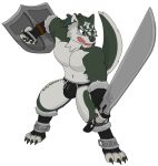  2019 abs alpha_channel anthro armor bulge canid canine canis claws clothed clothing digital_media_(artwork) ear_piercing ear_ring fur hair link_(wolf_form) male mammal markings melee_weapon nintendo notkastar open_mouth piercing shield signature smile solo sword the_legend_of_zelda triforce twilight_princess underwear video_games weapon wolf 