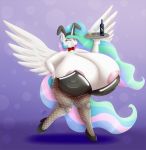 09hankris 2019 absurd_res anthro areola big_breasts bow_(feature) bow_tie breasts clothing equid equine eyewear female footwear friendship_is_magic glasses hasbro hi_res horn huge_breasts hyper hyper_breasts looking_at_viewer mammal my_little_pony mythological_creature mythological_equine mythology nipple_outline princess_celestia_(mlp) smile solo spread_wings tongue tongue_out winged_unicorn wings 