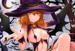  animal bat breasts fengya halloween hat orange_eyes orange_hair original short_hair wings witch witch_hat 
