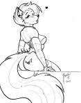  &lt;3 2010 anthro breasts butt clothed clothing corset elegant female greyscale hair happy hybrid linda_linda lingerie looking_at_viewer mago_lobo magolobo mammal mephitid monochrome simple_background skunk smile solo white_hair 