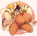  2019 accessory animal_humanoid areola big_breasts blazblue blonde_hair braided_hair breasts clothed clothing felid felid_humanoid female hair hair_accessory hair_bow hair_ribbon hi_res huge_breasts humanoid kaka_(blazblue) long_hair mammal mammal_humanoid navel nipples pussy red_eyes ribbons secretly_saucy smile solo taokaka thick_thighs video_games 
