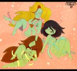  &lt;3 2019 absurd_res adventure_time black_hair blonde_hair breasts brown_hair cartoon_network digital_media_(artwork) feet female green_body green_skin group hair hi_res humanoid long_hair nipples not_furry open_mouth presenting pussy simple_background smile somescrub thick_thighs toes young 