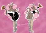  absurd_res anthro anthro_dog_maid anthrodog anthrodogfemale blush butt canid canine canis clothing digital_media_(artwork) domestic_dog female femaledog fur hair hi_res maid_uniform mammal pussy simple_background smile solo uniform wi3llowbee 