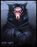  2019 absurd_res ambiguous_gender black_body black_fur black_hair canid canine digital_media_(artwork) fur hair hi_res k-dromka looking_at_viewer mammal scp-1471 scp_foundation undead 