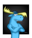  alpha_channel anthro antlers better_version_at_source blue_body blue_fur capreoline cervid crossed_arms frostmidnightryuu24 fur happy_tree_friends horn low_res lumpy_(htf) male mammal moose solo 