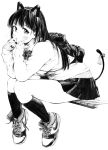  animal_ears gagaimo monochrome nekomimi seifuku sweater tagme tail 