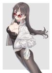  cleavage hoko_sakuran leotard megane pantyhose 