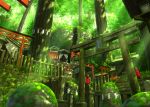  building forest green nobody original pei_(sumurai) scenic shrine stairs torii tree 