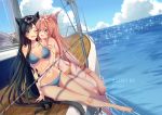  animal_ears bikini cleavage ku-ini nekomimi swimsuits tail yuri 