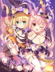  ame_to_yuki animal_ears cleavage garter halloween nekomimi stockings tail thighhighs witch 