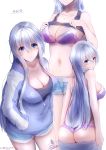  ass bra cleavage open_shirt pantsu shirt_lift suiryu thong undressing 