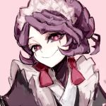  black_eyes entoma_vasilissa_zeta looking_at_viewer lowres maid maid_headdress notoro overlord_(maruyama) purple_hair smile solo 