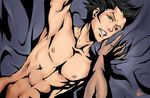  bed from_above grasshopper_manufacture muscle muscles no_more_heroes travis_touchdown yaoi 