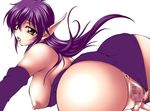 anus artist_request ass breasts censored from_behind leotard leotard_aside long_hair looking_back lowres nei nipples open_mouth phantasy_star phantasy_star_ii pointy_ears presenting purple_hair pussy simple_background spread_pussy yellow_eyes 