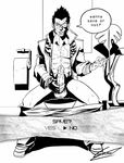  after_sex aftersex cum full_body grasshopper_manufacture indoors male male_focus masturbate masturbation monochrome no_more_heroes penis solo toilet travis_touchdown undressing white_background 