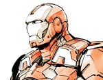  1boy highres iron_man ishiyumi looking_away male_focus marvel partially_colored power_armor simple_background solo superhero tony_stark upper_body white_background 