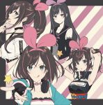  1girl a.i._channel adjusting_hair aqua_eyes azur_lane blush breasts brown_hair choker cleavage cleavage_cutout closed_mouth collarbone cosplay eyebrows_visible_through_hair haikimono_shounen hairband headphones headphones_around_neck heart heart_choker kaguya_luna kaguya_luna_(cosplay) kizuna_ai kizuna_ai_(supergamer)_(azur_lane) large_breasts long_hair looking_at_viewer multicolored_hair pink_hair smile star the_moon_studio very_long_hair work_in_progress 