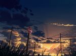  choc0_(oda0208) cloud commentary_request from_below grass highres no_entry_sign no_humans original outdoors power_lines road_sign scenery sign silhouette sky sunset telephone_pole 