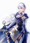  1girl armor armored_boots armored_dress boots breasts bynomeans corrin_(fire_emblem) corrin_(fire_emblem)_(female) cowboy_shot fire_emblem fire_emblem_fates gloves hair_between_eyes hairband lips long_hair medium_breasts pink_eyes pointy_ears silver_hair simple_background solo sword thigh_boots thighhighs thighs wavy_hair weapon white_background 
