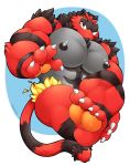  2019 4_fingers 4_toes anthro big_muscles big_pecs black_body black_fur black_nipples fingers fur green_eyes grey_body grey_fur hi_res huge_muscles incineroar lookingat_at_viewer male muscular muscular_male nintendo nipples pecs plantigrade pok&eacute;mon pok&eacute;mon_(species) red_body red_fur red_nose schwarzfox smile solo striped_body striped_fur stripes toes video_games yellow_schlera 