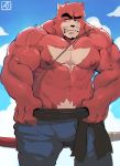  2019 ashendawger barazoku biceps big_muscles black_nose blush bottomwear brown_body brown_fur brown_nipples clothed clothing embarrassed eyebrows fur hi_res kumatetsu male mammal multicolored_body multicolored_fur muscular muscular_male nipples pants pecs pubes solo standing the_boy_and_the_beast thick_eyebrows topless two_tone_body two_tone_fur undressing ursid veiny_muscles 