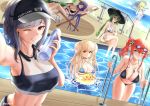  6+girls ahoge alternate_costume azur_lane bangs bare_shoulders baseball_cap between_breasts bikini black_bikini black_headwear blonde_hair blue_bikini blunt_bangs blush bottle braid breasts carabiniere_(azur_lane) choker cleavage closed_eyes closed_mouth collarbone commentary crop_top crop_top_overhang day double_bun dress earphones english_commentary eyebrows_visible_through_hair eyewear_on_head food formidable_(azur_lane) formidable_(the_lady_of_the_beach)_(azur_lane) giulio_cesare_(azur_lane) giulio_cesare_(fitness_master)_(azur_lane) goggles goggles_on_head green_hair grey_hair hair_between_eyes hair_ornament hair_over_one_eye hairband hand_on_own_chest hat holding holding_bottle ice_cream large_breasts leaning_forward littorio_(azur_lane) littorio_(the_glory_of_naples)_(azur_lane) long_hair looking_at_viewer lying manjuu_(azur_lane) multiple_girls navel nevblindarts nose_blush o-ring o-ring_bikini on_back one_eye_closed open_mouth outdoors outstretched_arm parted_lips pool purple_eyes purple_hair red_eyes red_hair self_shot sheer_clothes short_hair side_ponytail sidelocks signature sitting sky sleeves smile standing sun_hat sunglasses swimsuit teeth trento_(azur_lane) trento_(summer&#039;s_hotness?)_(azur_lane) very_long_hair water_bottle wavy_hair wet white_dress zara_(azur_lane) zara_(poolside_coincidence)_(azur_lane) 