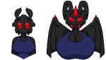  big_breasts breasts corrupted corruption demon digital_media_(artwork) female horn king_of_sorrow_(artist) mothman mothwoman pixel_(artwork) red_eyes 