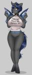  &lt;3 absurd_res anthro arthropod big_breasts bottomless breasts changeling clothed clothing collar cutejosuke female hi_res mature_female my_little_pony pussy text 