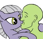  absurd_res anon bald bestiality digital_media_(artwork) dorkycutie duo equid equine eyes_closed female feral friendship_is_magic green_body green_skin hair hands_behind_head hi_res hooves horse human human_on_feral interspecies kissing limestone_pie_(mlp) male male/female mammal my_little_pony pony purple_body simple_background white_background white_hair 