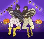  absurd_res accipiter accipitrid accipitriform animal_humanoid anthro anus avian avian_humanoid balls beak big_butt bird brown_body brown_feathers butt digital_media_(artwork) duo eurasian_sparrowhawk falcon falcon_humanoid falconid falconid_humanoid feathers halloween hi_res holidays humanoid kneeling looking_at_viewer looking_back male nude orange_eyes penis presenting presenting_hindquarters saltyserpent smile spreading take_your_pick thick_thighs true_hawk 