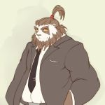  1:1 2015 anthro blizzard_entertainment clothing hi_res male mammal necktie overweight overweight_male pandaren shirt simple_background solo topwear ursid video_games warcraft 黑岩龙 